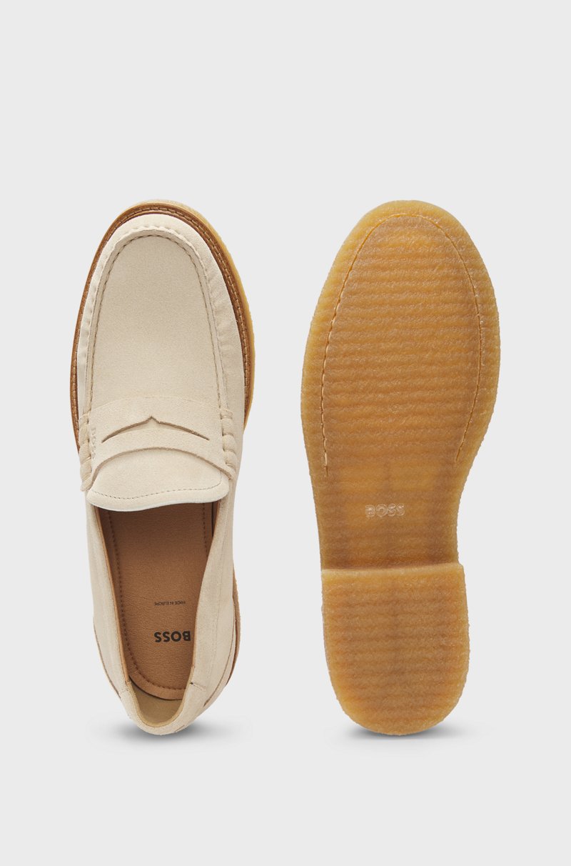 Hugo Boss Mocasines De Ante Con Suela De Goma Crepé