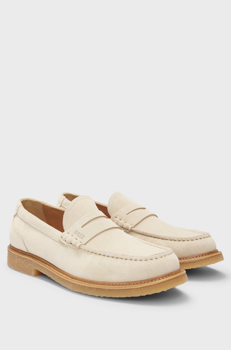 Hugo Boss Mocasines de ante con suela de goma crepé