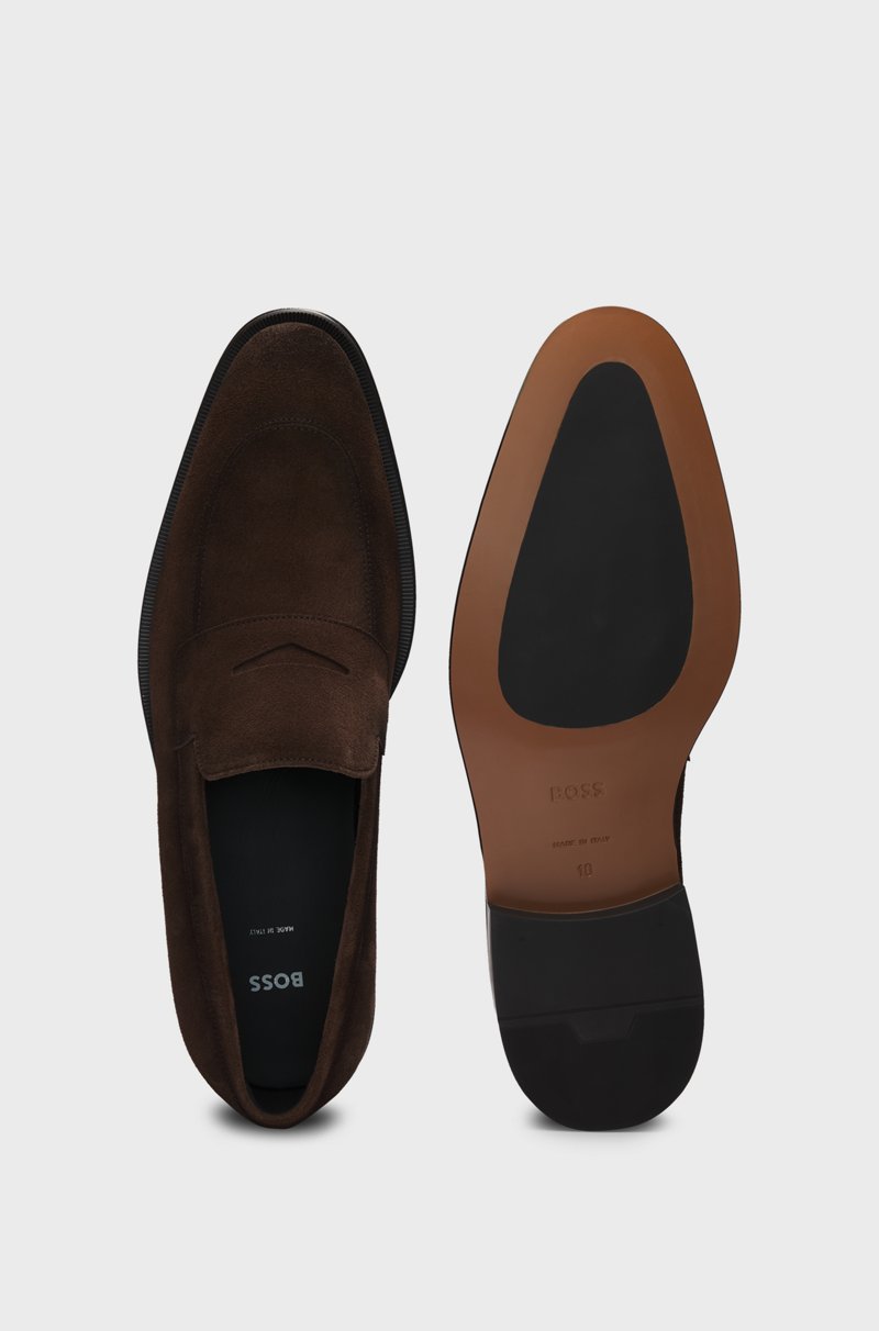 Hugo Boss Mocasines De Ante Elaborados En Italia Con Ribete Clásico