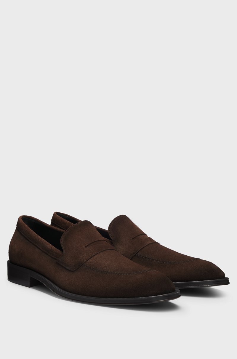 Hugo Boss Mocasines de ante elaborados en Italia con ribete clásico