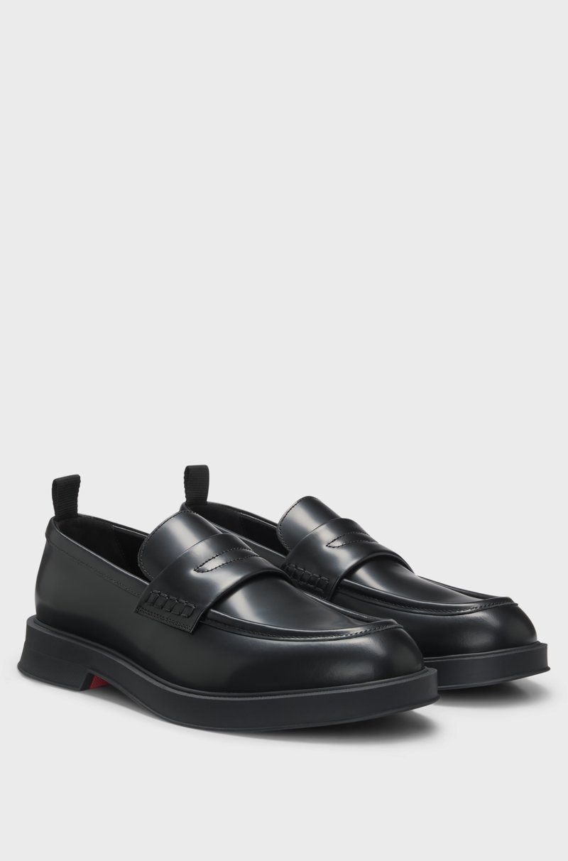 Hugo Boss Mocasines de piel cepillada con tira acolchada Hugo Boss Mocasines de piel cepillada con tira acolchada