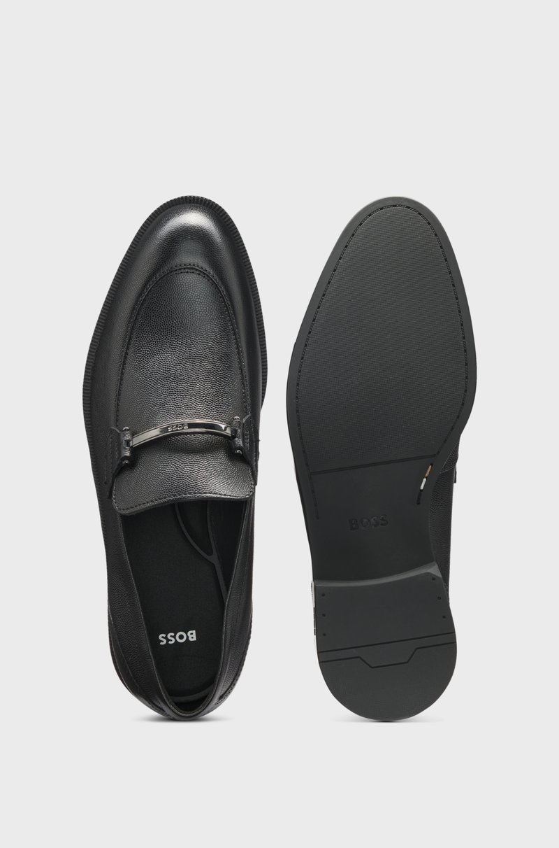 Hugo Boss Mocasines De Piel Con Textura Y Vira Con Herrajes De La Marca