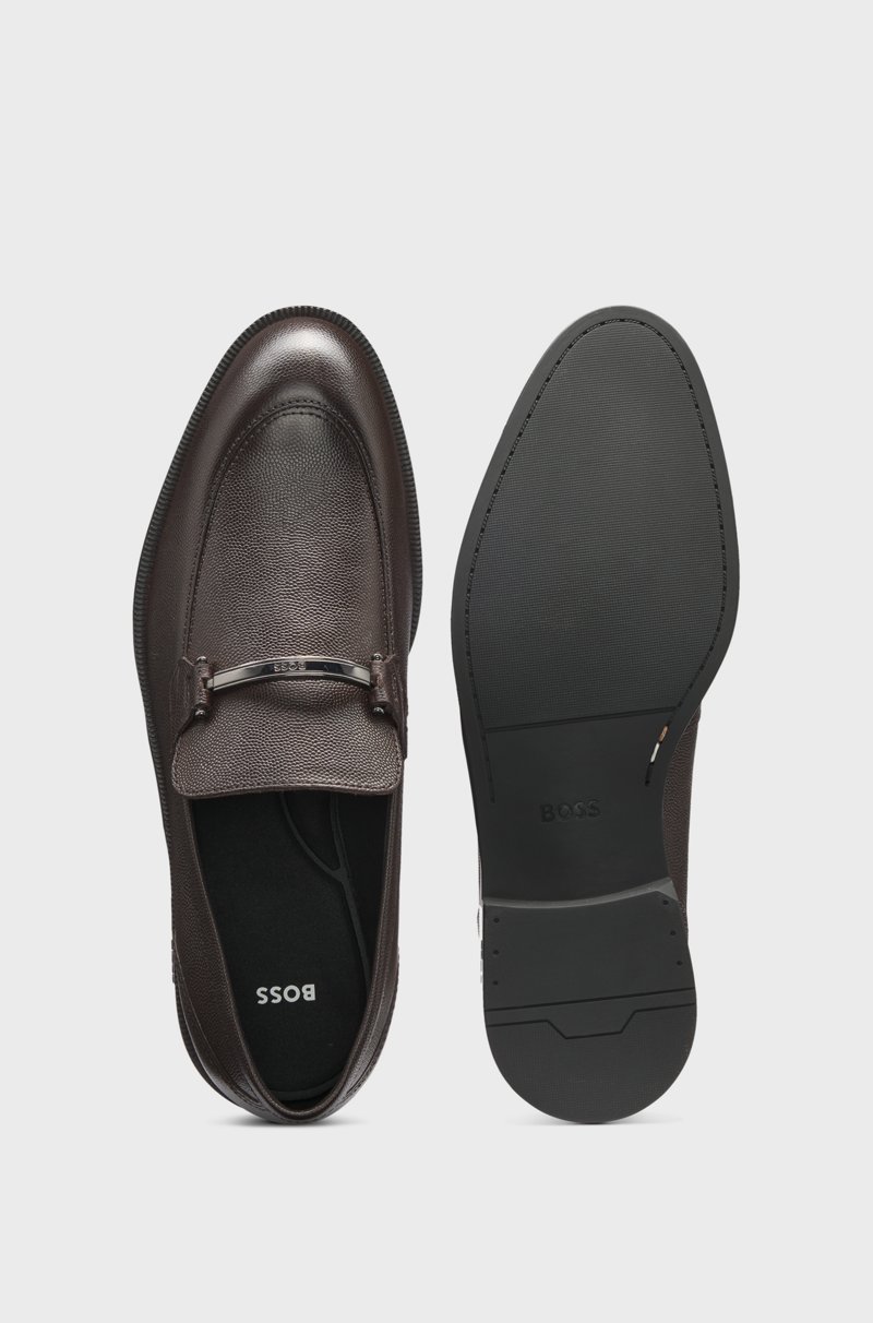 Hugo Boss Mocasines De Piel Con Textura Y Vira Con Herrajes De La Marca