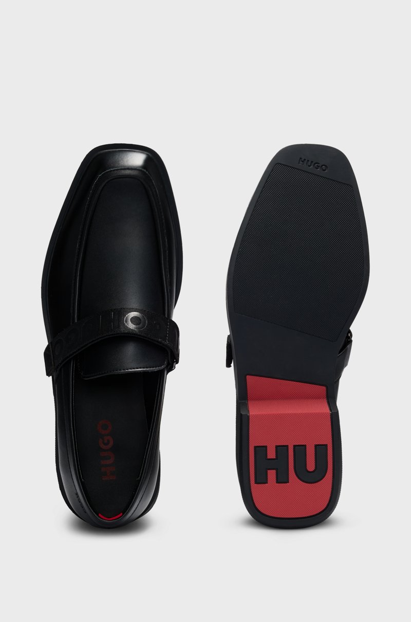 Hugo Boss Mocasines De Piel Con Tira De Velcro De La Marca