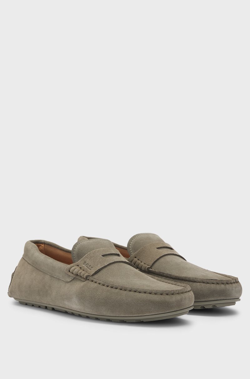 Hugo Boss Mocasines elaborados en Portugal en ante con ribete de antifaz