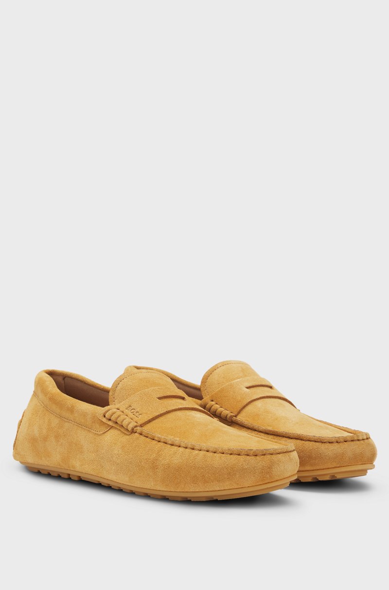 Hugo Boss Mocasines elaborados en Portugal en ante con ribete de antifaz