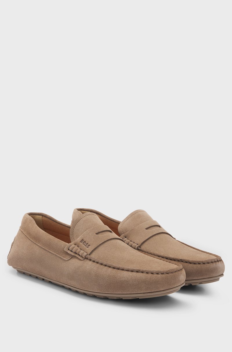 Hugo Boss Mocasines elaborados en Portugal en ante con ribete de antifaz