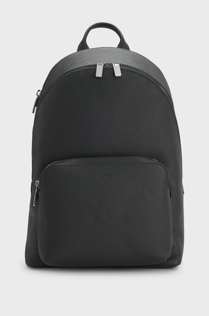 Hugo Boss Mochila de piel italiana granulada con compartimento para dispositivos