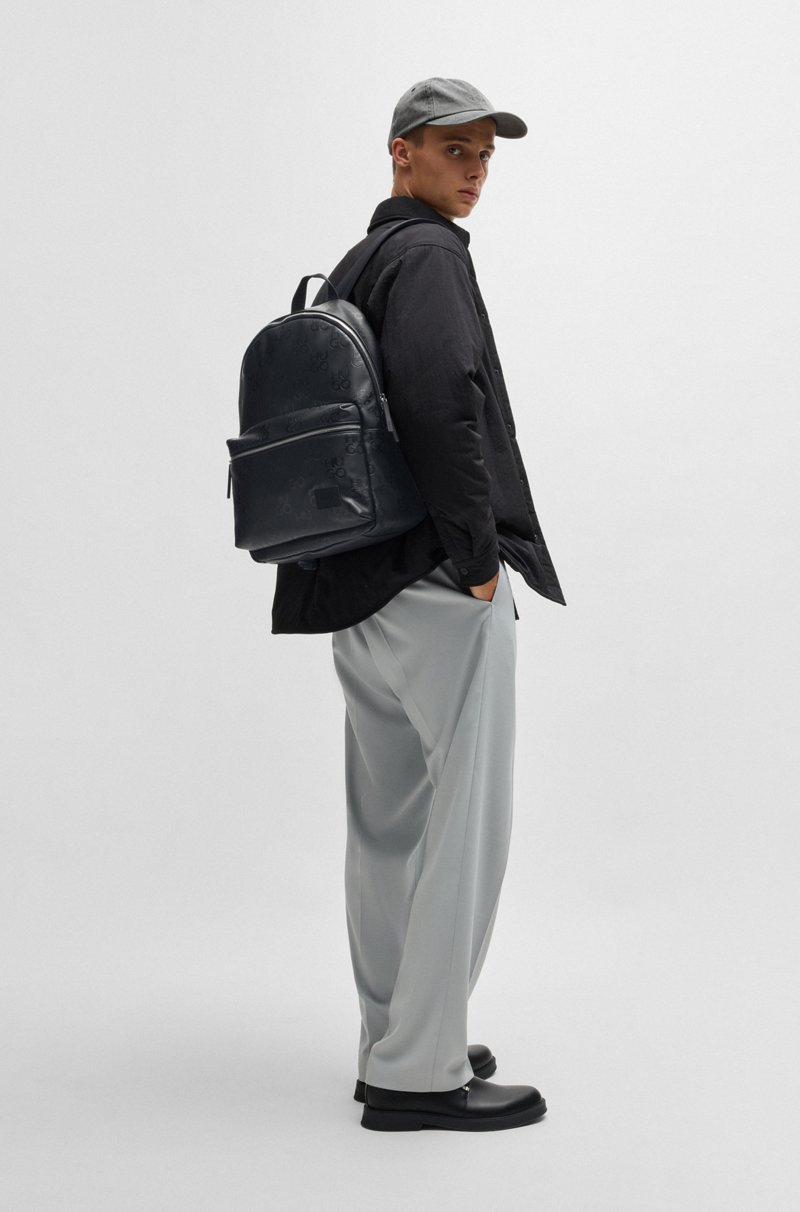 Hugo Boss Mochila De Piel Sintética Con Estampado De Logo Apilado