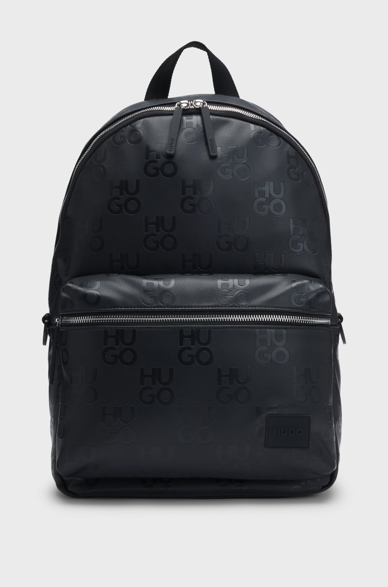 Hugo Boss Mochila de piel sintética con estampado de logo apilado