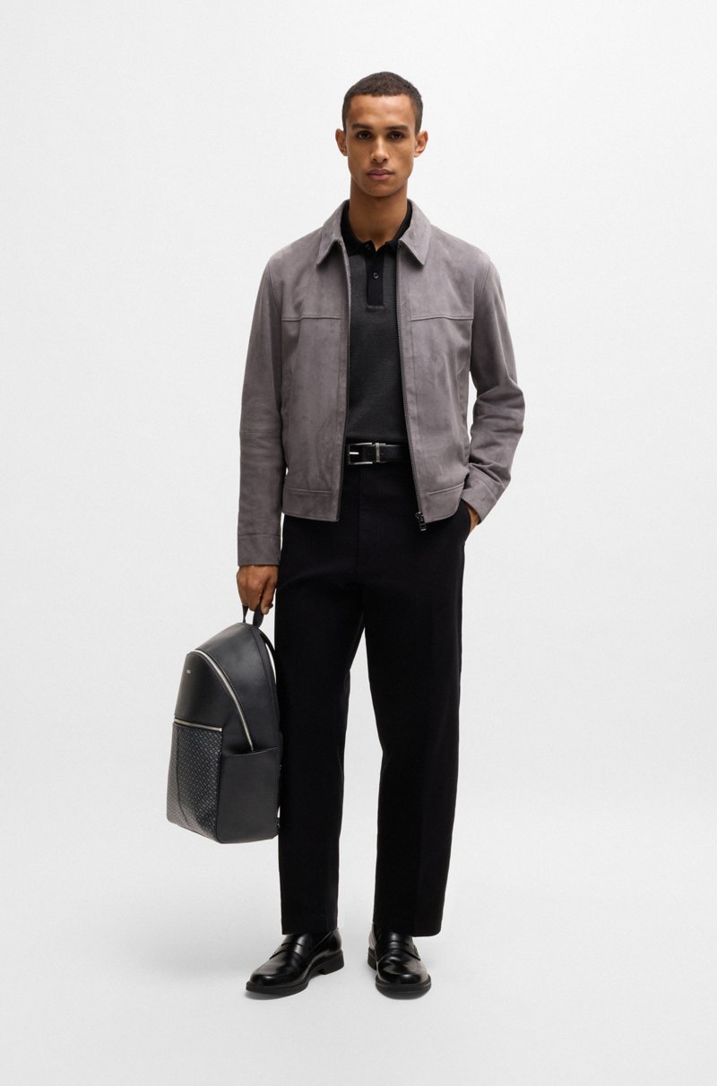 Hugo Boss Mochila De Piel Sintética Con Estampado De Monogramas En El Bolsillo Frontal