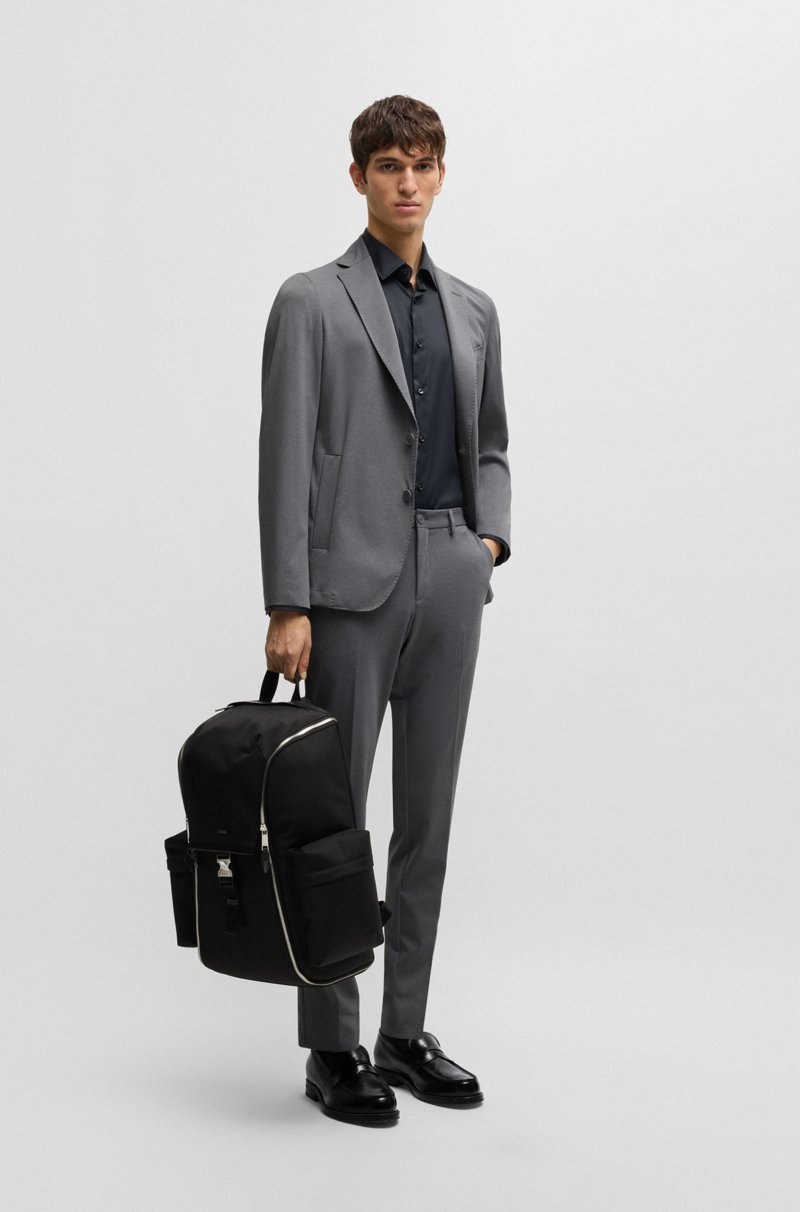 Hugo Boss Mochila De Varios Bolsillos Con Cierre De Cremallera Y Ribetes De La Marca