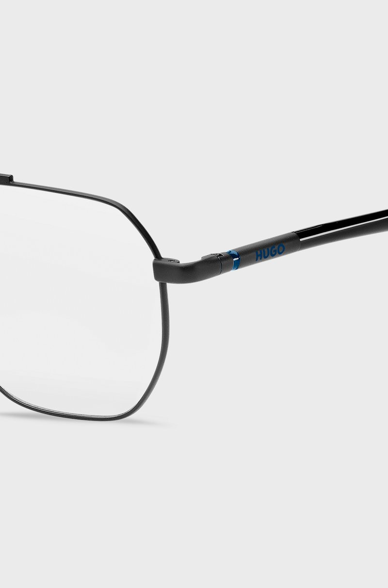 Hugo Boss Montura Para Gafas Graduadas Con Puente Doble En Metal Negro