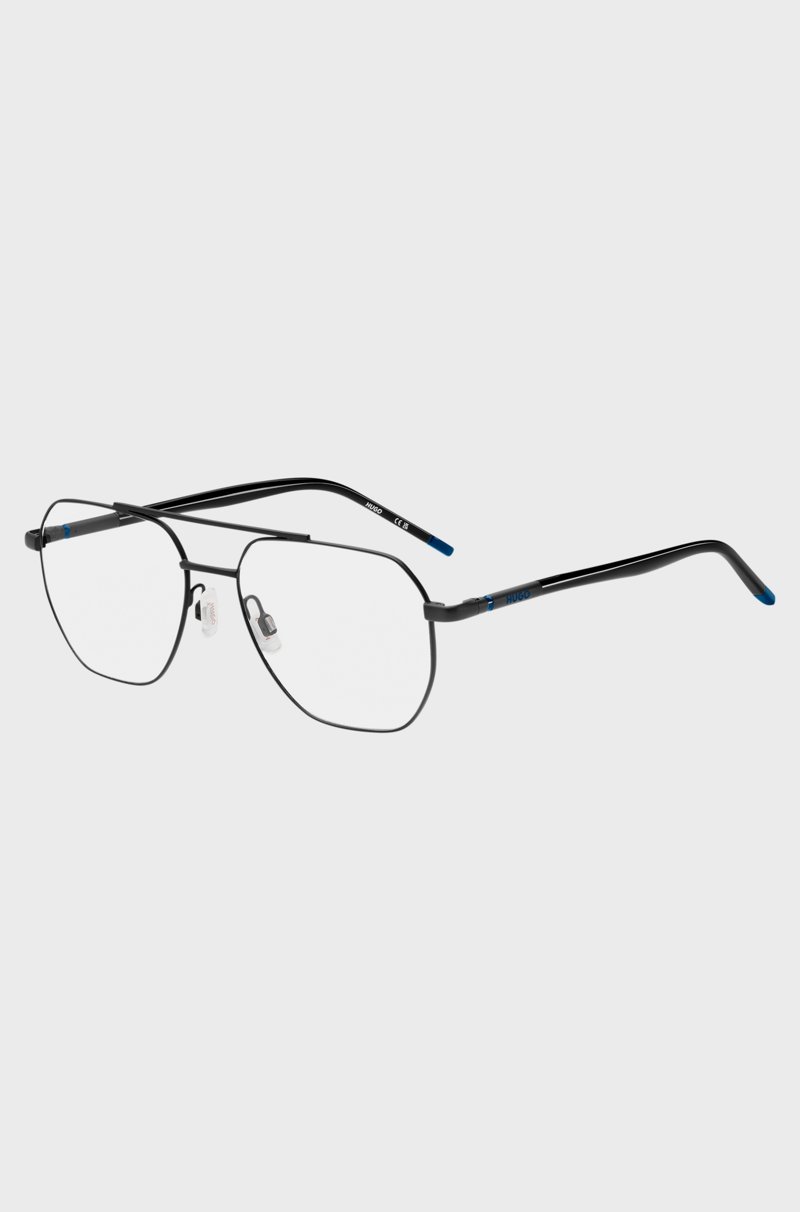 Hugo Boss Montura para gafas graduadas con puente doble en metal negro