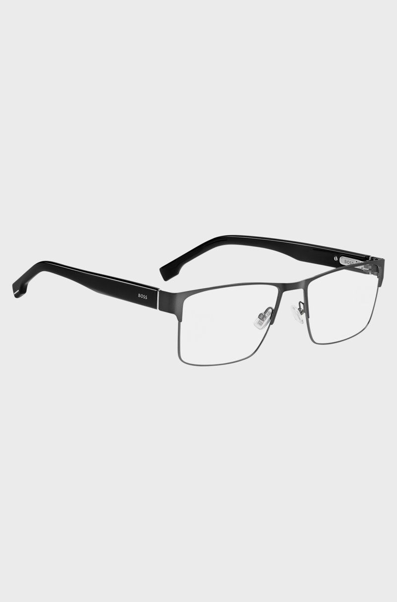 Hugo Boss Montura Para Gafas Graduadas De Acero Negro Con Bisagras Flexibles