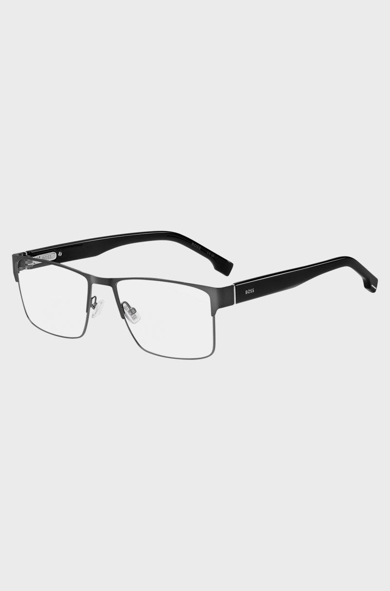 Hugo Boss Montura para gafas graduadas de acero negro con bisagras flexibles