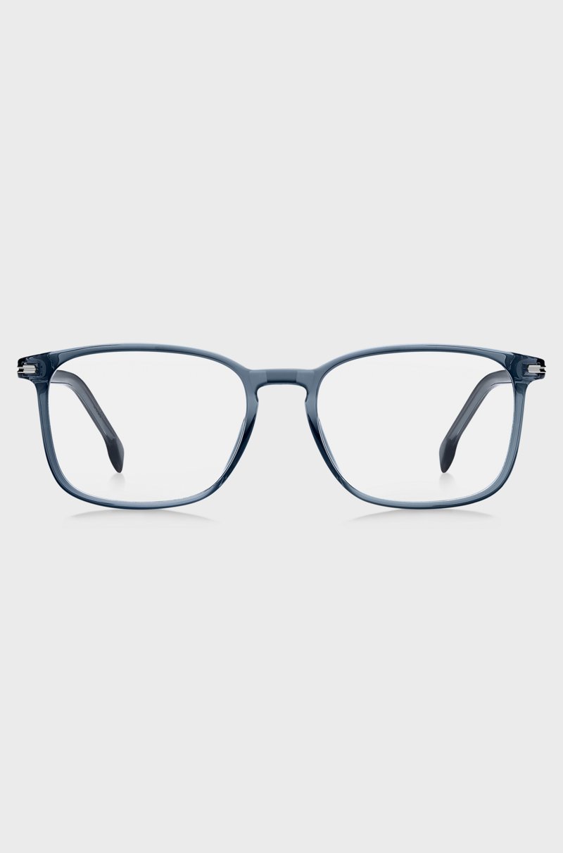 Hugo Boss Montura Para Gafas Graduadas De Acetato Azul Con Bisagras Plateadas