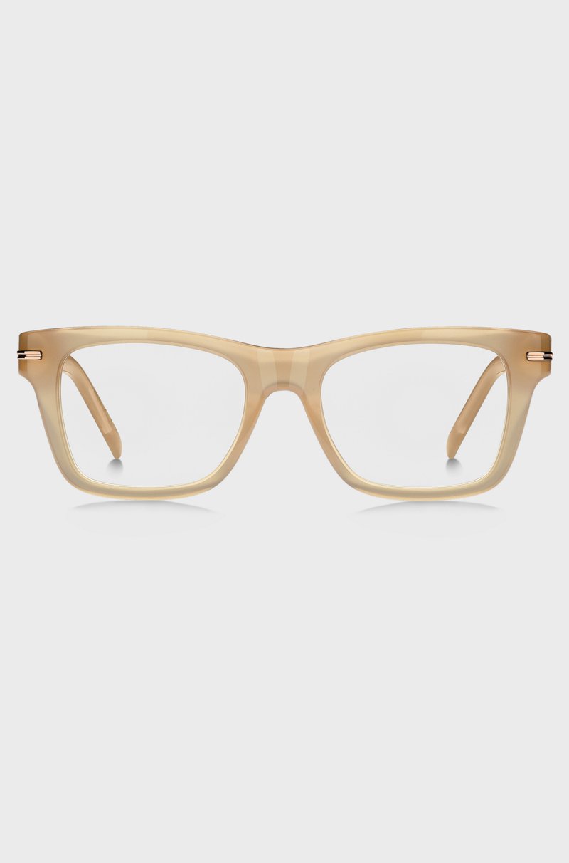 Hugo Boss Montura Para Gafas Graduadas De Acetato Beige Con Detalle Dorado De La Marca