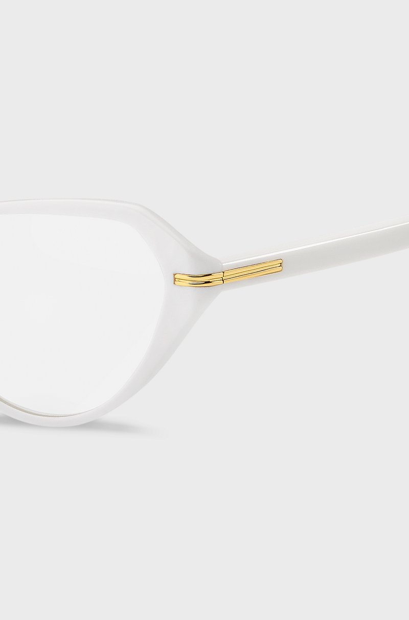 Hugo Boss Montura Para Gafas Graduadas De Acetato Blanco Con Detalles Metálicos Dorados