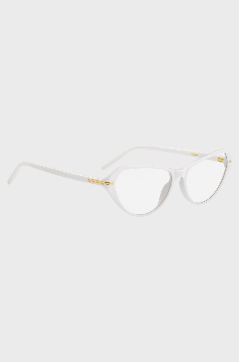 Hugo Boss Montura Para Gafas Graduadas De Acetato Blanco Con Detalles Metálicos Dorados