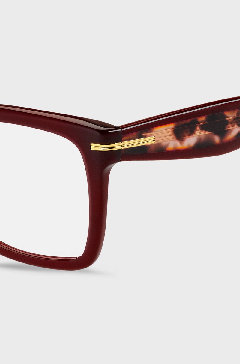 Hugo Boss Montura Para Gafas Graduadas De Acetato Burdeos Con Bisagras Doradas