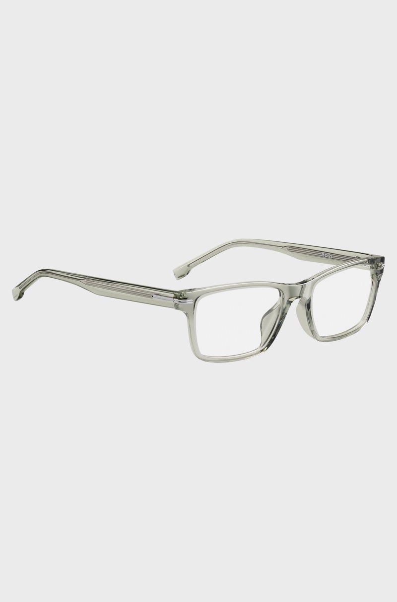 Hugo Boss Montura Para Gafas Graduadas De Acetato Color Salvia Con Bisagras Plateadas