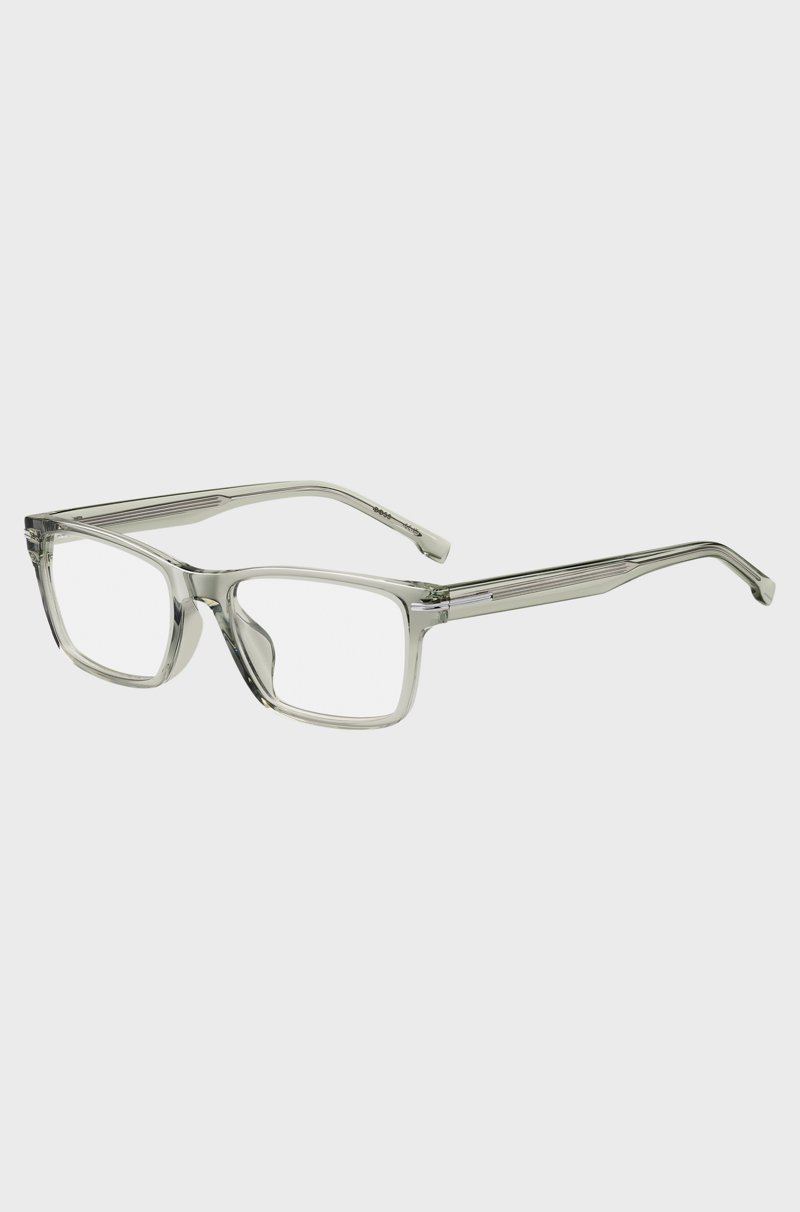 Hugo Boss Montura para gafas graduadas de acetato color salvia con bisagras plateadas