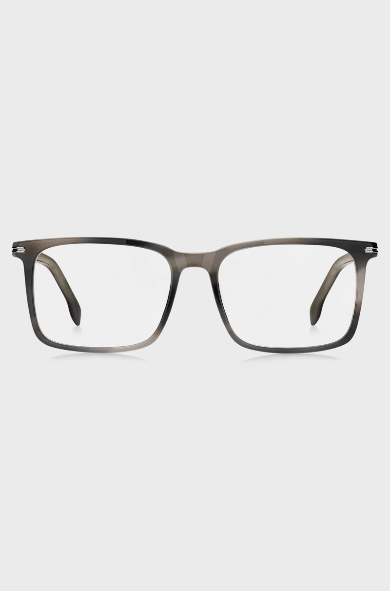 Hugo Boss Montura Para Gafas Graduadas De Acetato Estampado Con Ribetes En Tono Plateado