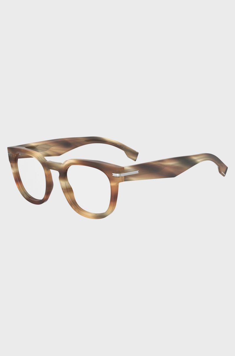 Hugo Boss Montura para gafas graduadas de acetato estampado con bisagras plateadas