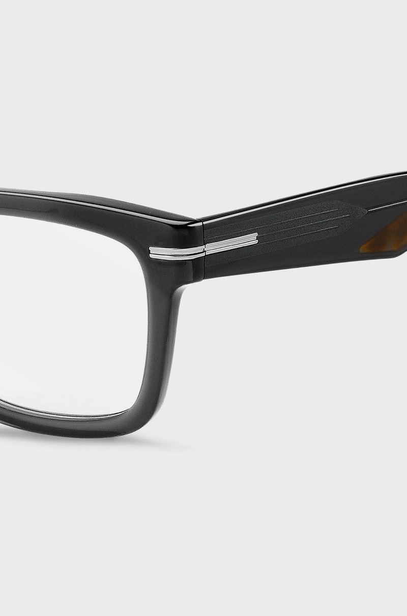 Hugo Boss Montura Para Gafas Graduadas De Acetato Gris Con Terminales Estampados