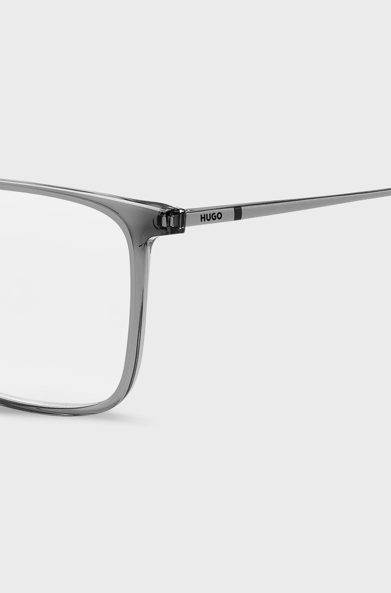Hugo Boss Montura Para Gafas Graduadas De Acetato Gris Transparente Con Patillas Metálicas