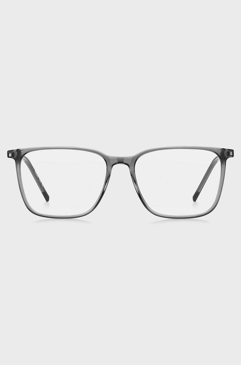 Hugo Boss Montura Para Gafas Graduadas De Acetato Gris Transparente Con Patillas Metálicas
