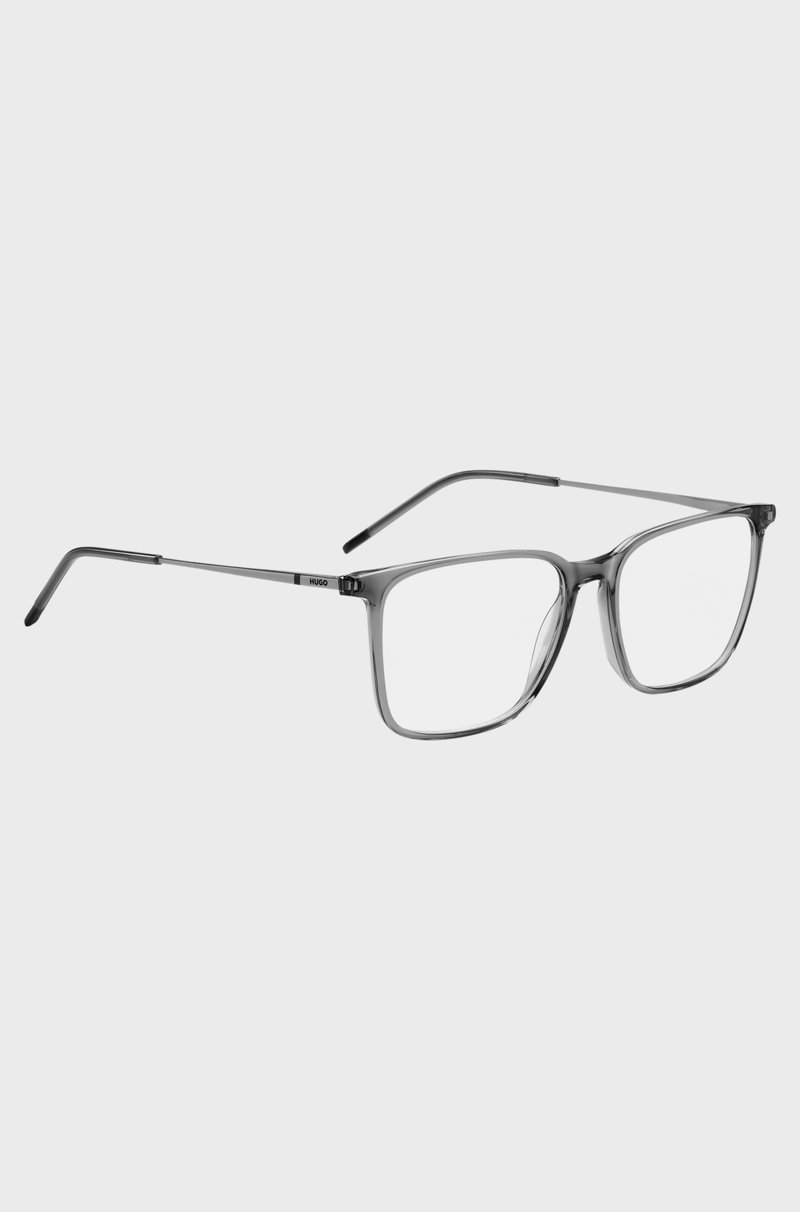 Hugo Boss Montura Para Gafas Graduadas De Acetato Gris Transparente Con Patillas Metálicas