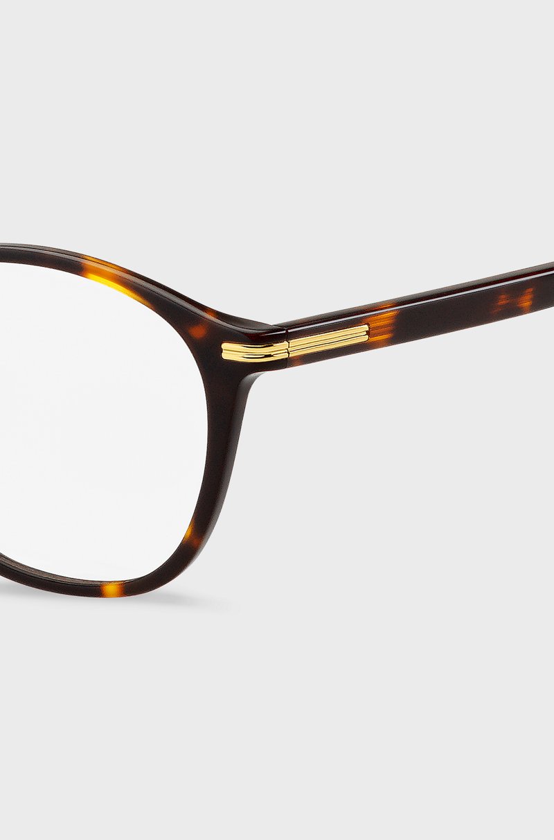 Hugo Boss Montura Para Gafas Graduadas De Acetato Habana Con Detalles Metálicos Dorados