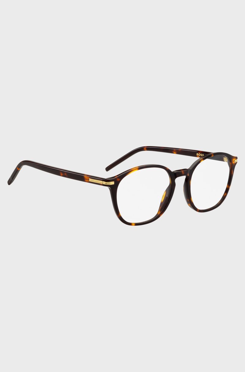 Hugo Boss Montura Para Gafas Graduadas De Acetato Habana Con Detalles Metálicos Dorados