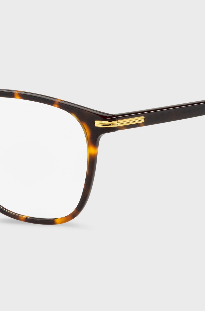 Hugo Boss Montura Para Gafas Graduadas De Acetato Habana Con Detalles Metálicos Dorados