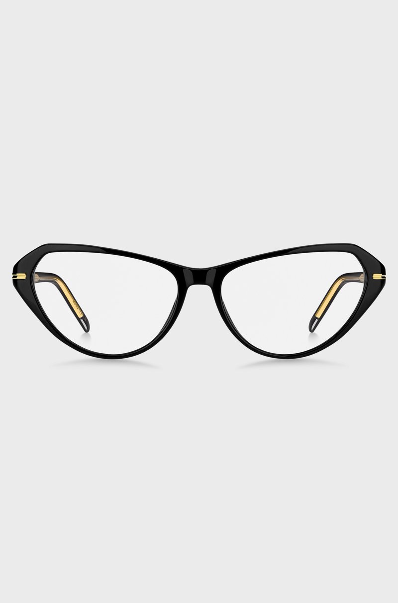 Hugo Boss Montura Para Gafas Graduadas De Acetato Negro Con Detalles Dorados