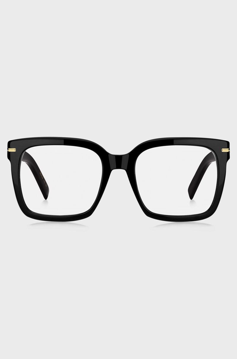 Hugo Boss Montura Para Gafas Graduadas De Acetato Negro Con Bisagras En Tono Dorado