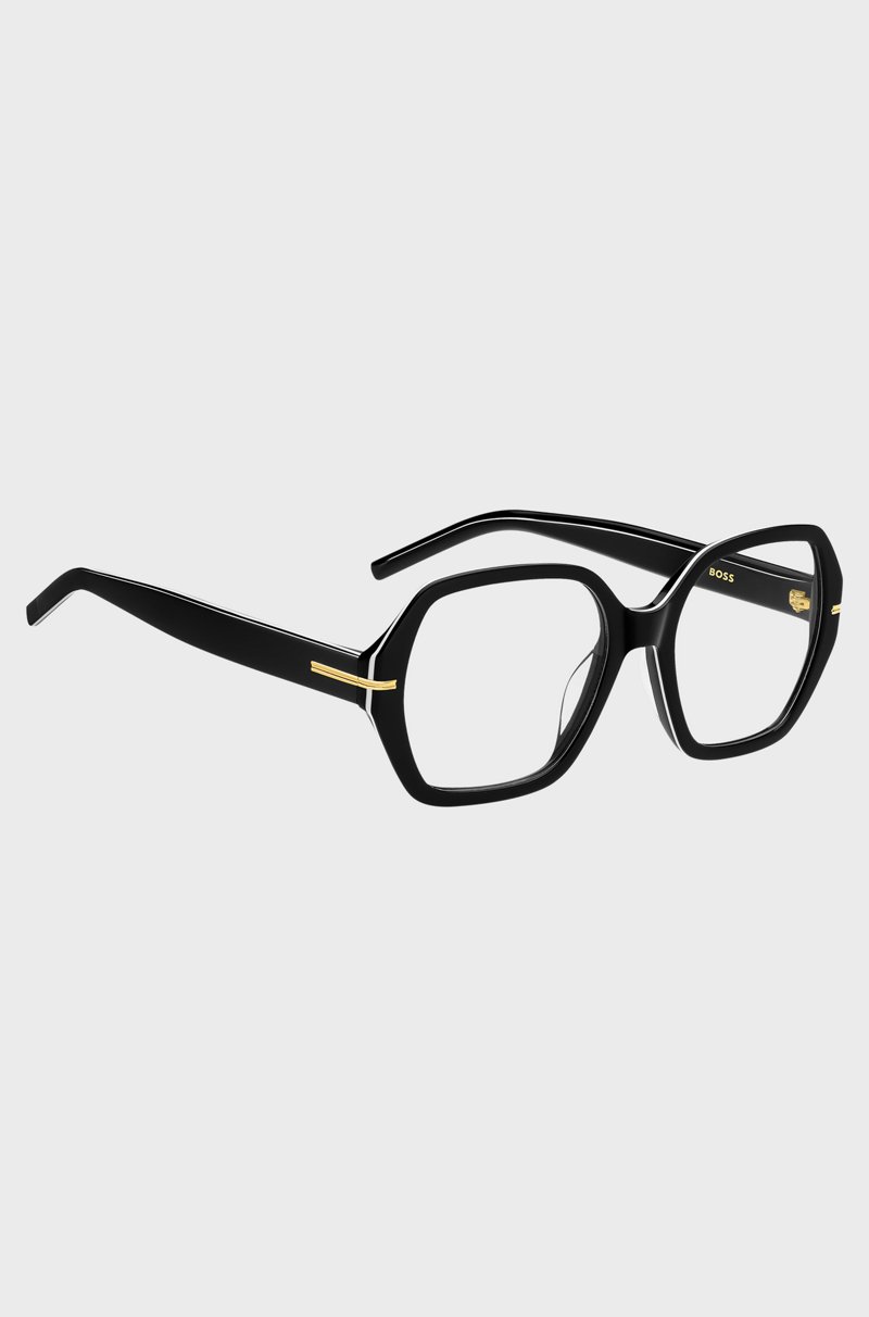 Hugo Boss Montura Para Gafas Graduadas De Acetato Negro Con Ribetes En Blanco