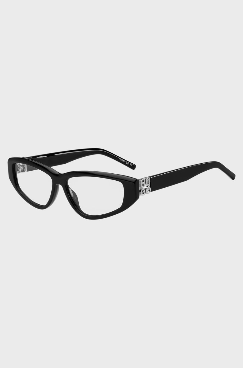 Hugo Boss Montura para gafas graduadas de acetato negro con monograma en 3D