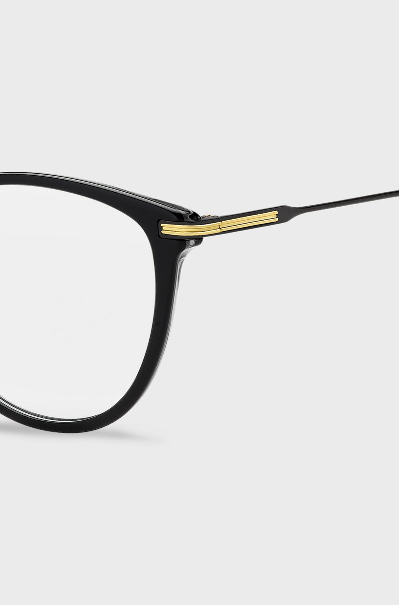 Hugo Boss Montura Para Gafas Graduadas De Acetato Negro Con Patillas De Metal