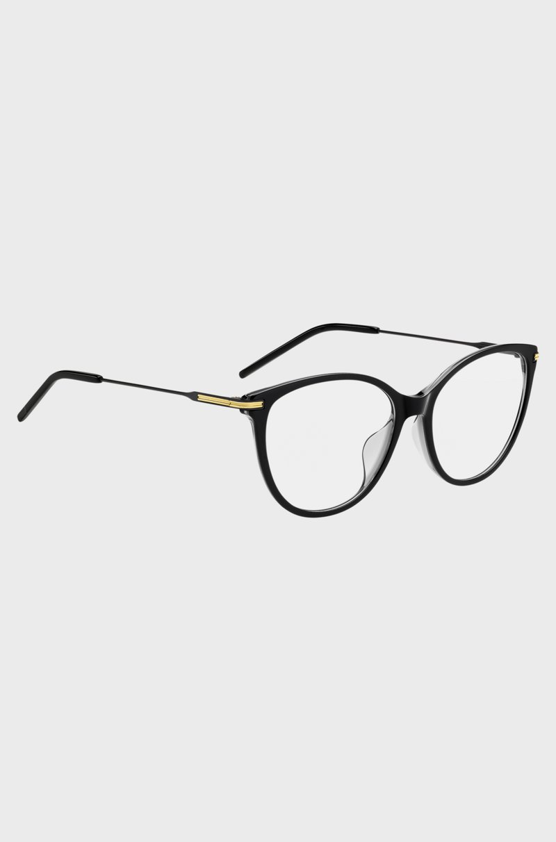 Hugo Boss Montura Para Gafas Graduadas De Acetato Negro Con Patillas De Metal