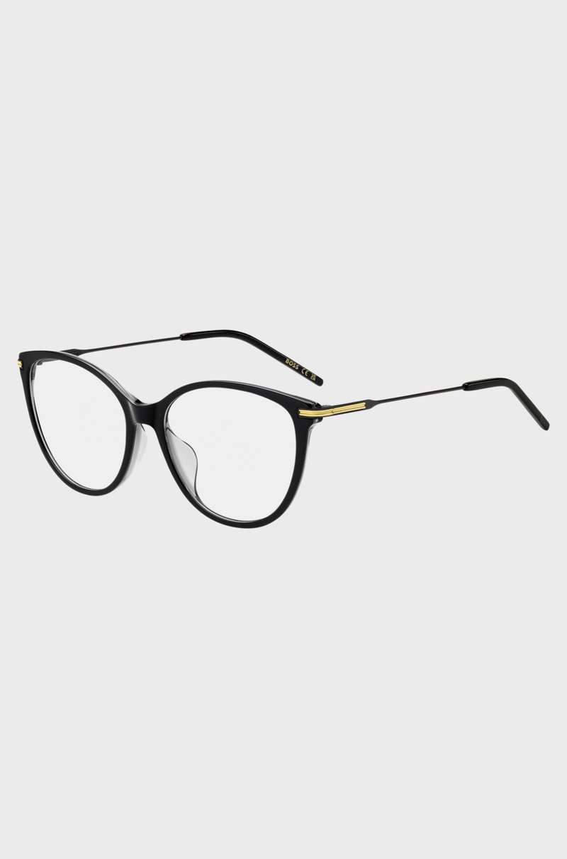 Hugo Boss Montura para gafas graduadas de acetato negro con patillas de metal
