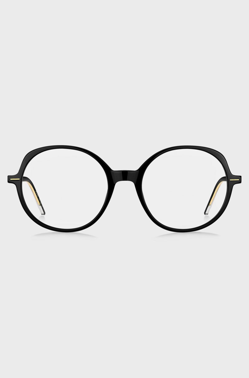 Hugo Boss Montura Para Gafas Graduadas De Acetato Negro Con Detalles En Tono Dorado