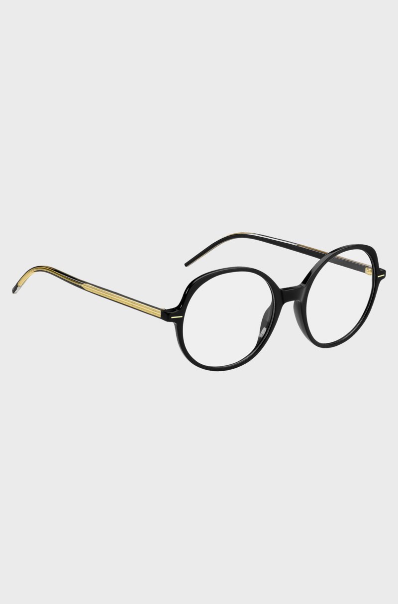 Hugo Boss Montura Para Gafas Graduadas De Acetato Negro Con Detalles En Tono Dorado