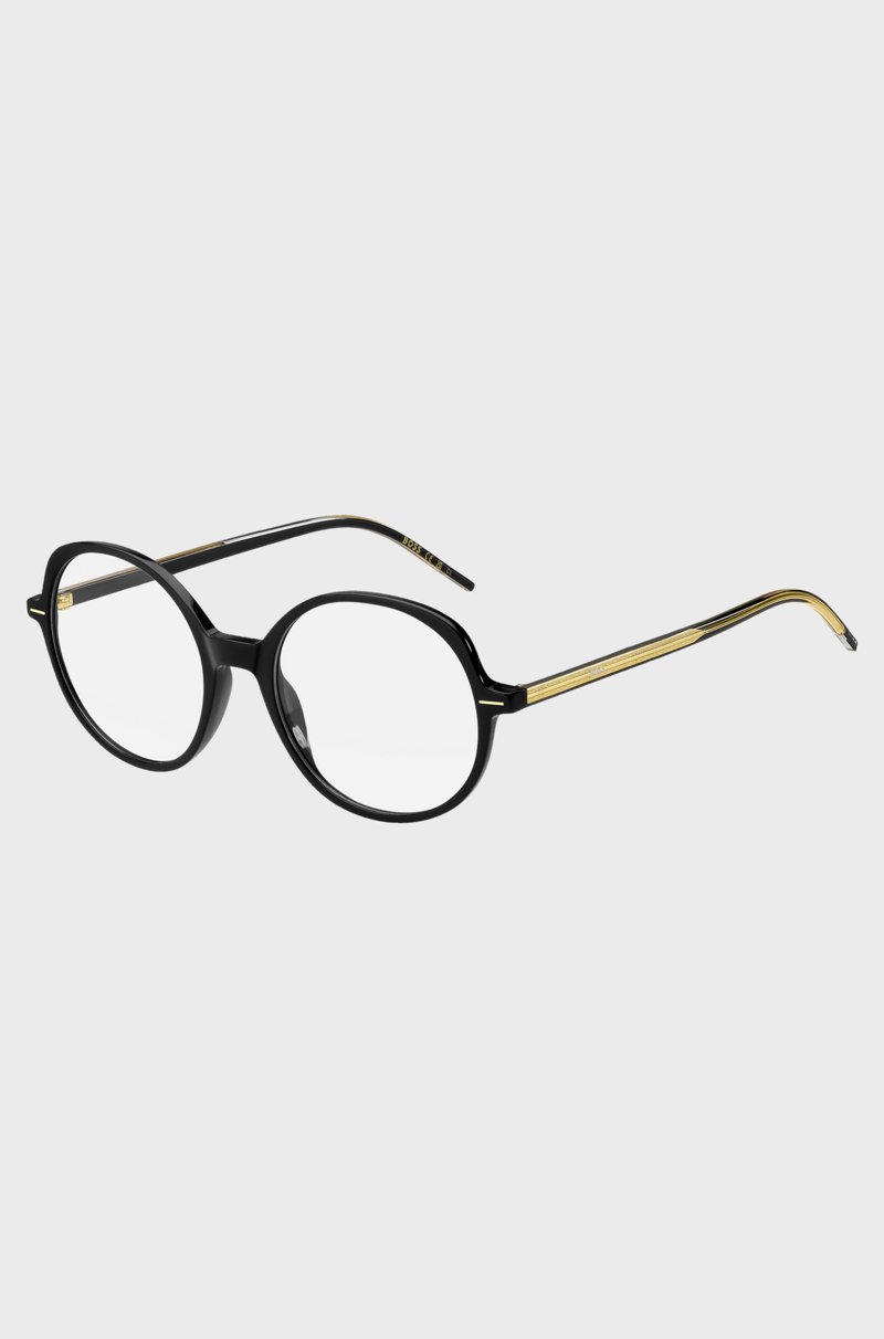 Hugo Boss Montura para gafas graduadas de acetato negro con detalles en tono dorado