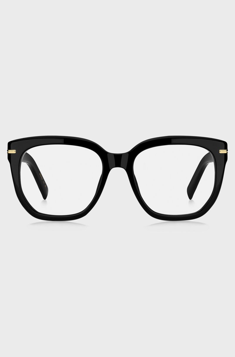 Hugo Boss Montura Para Gafas Graduadas De Acetato Negro Con Bisagras Doradas