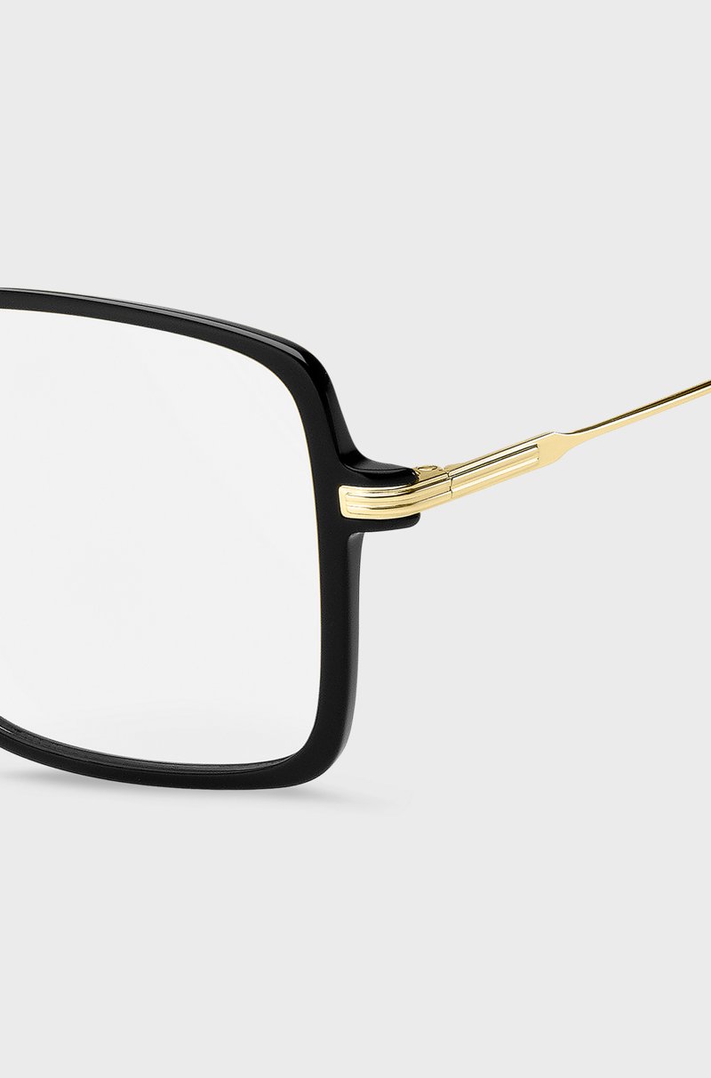 Hugo Boss Montura Para Gafas Graduadas De Acetato Negro Con Patillas Doradas