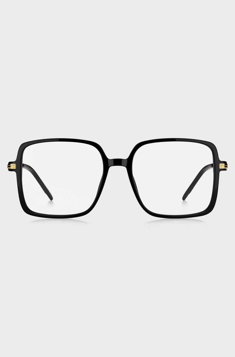 Hugo Boss Montura Para Gafas Graduadas De Acetato Negro Con Patillas Doradas