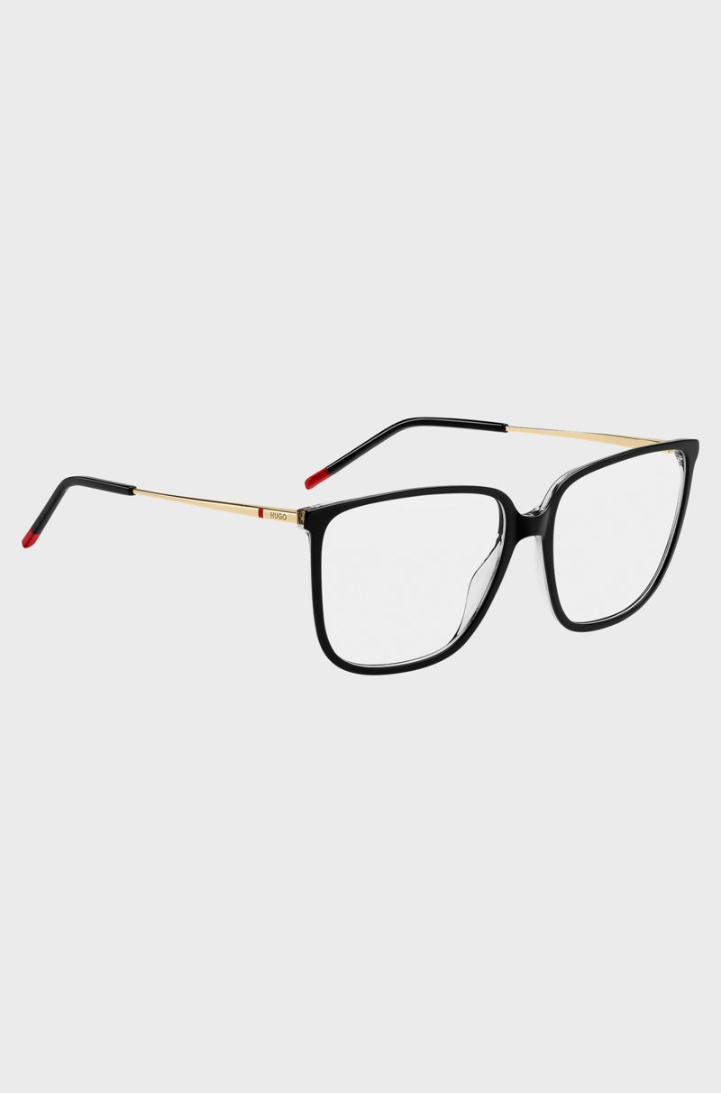 Hugo Boss Montura Para Gafas Graduadas De Acetato Negro Con Patillas En Tono Dorado